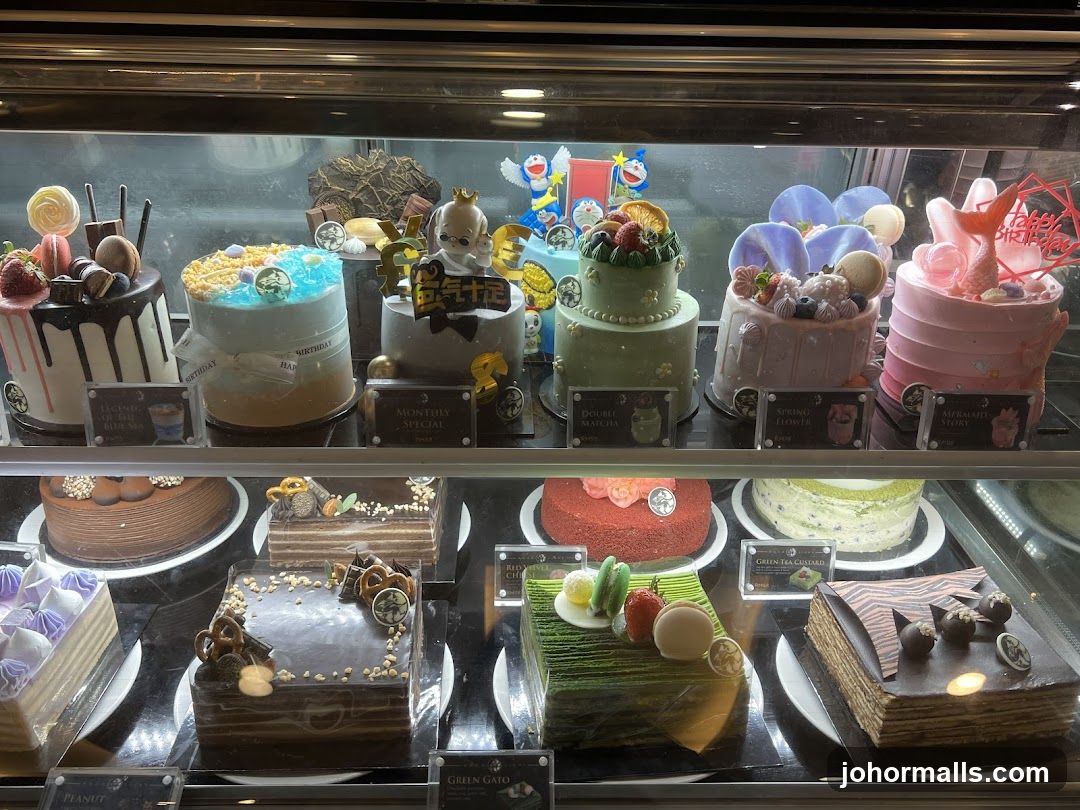 Cakes in a Display Case