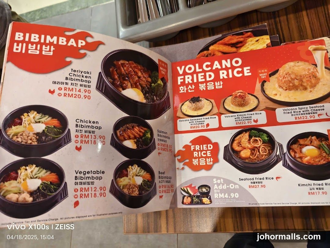 Bibimbap and Fried Rice Menu