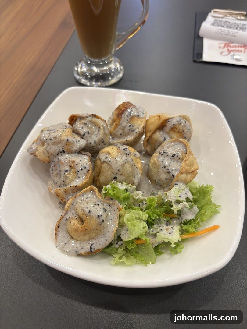 Dumplings with Sauce and Salad