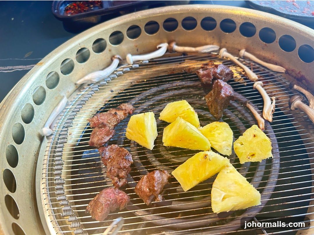 Grilling Meat and Pineapple
