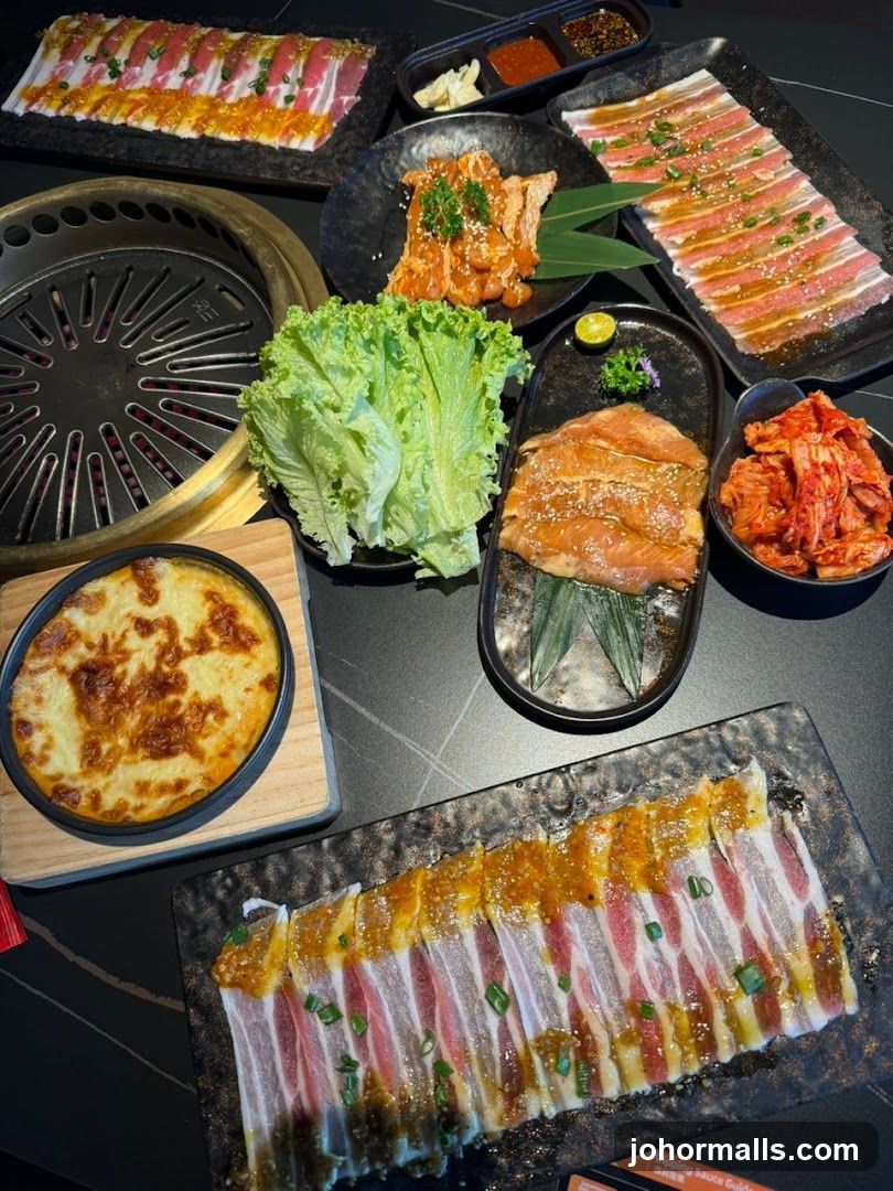 Assortment of Korean BBQ Meats and Sides