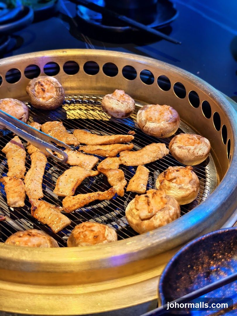 Grilling Meat and Mushrooms