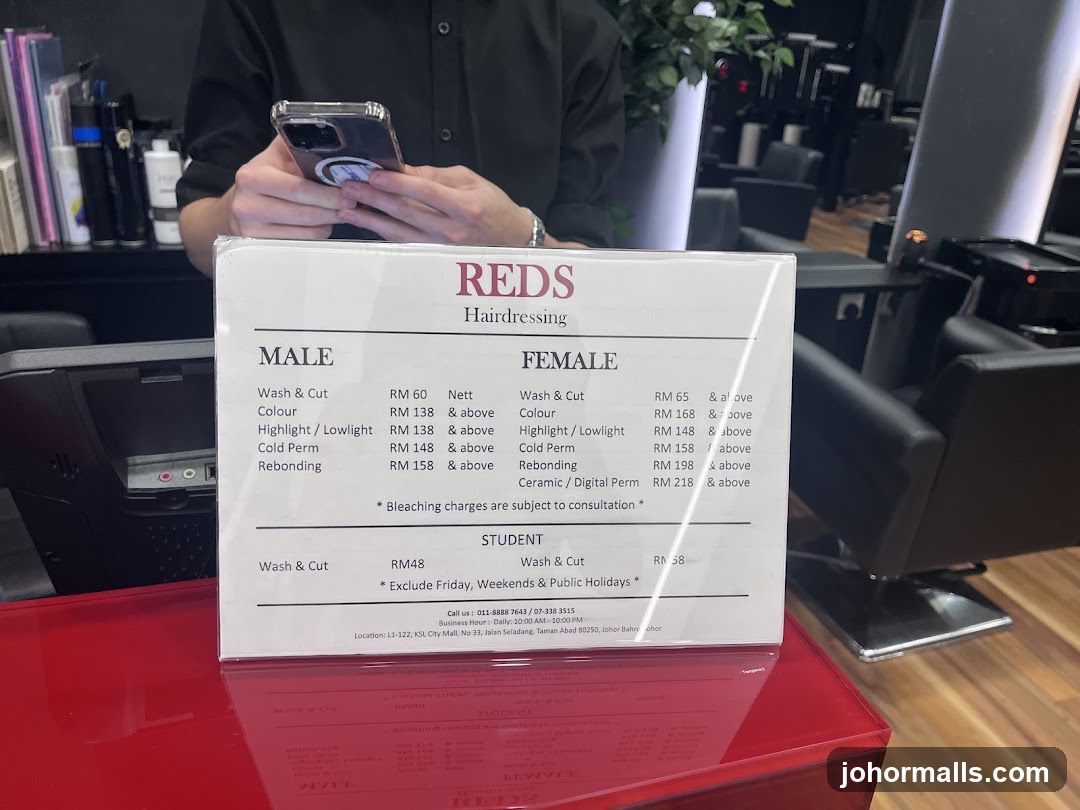 REDS Hairdressing Price List