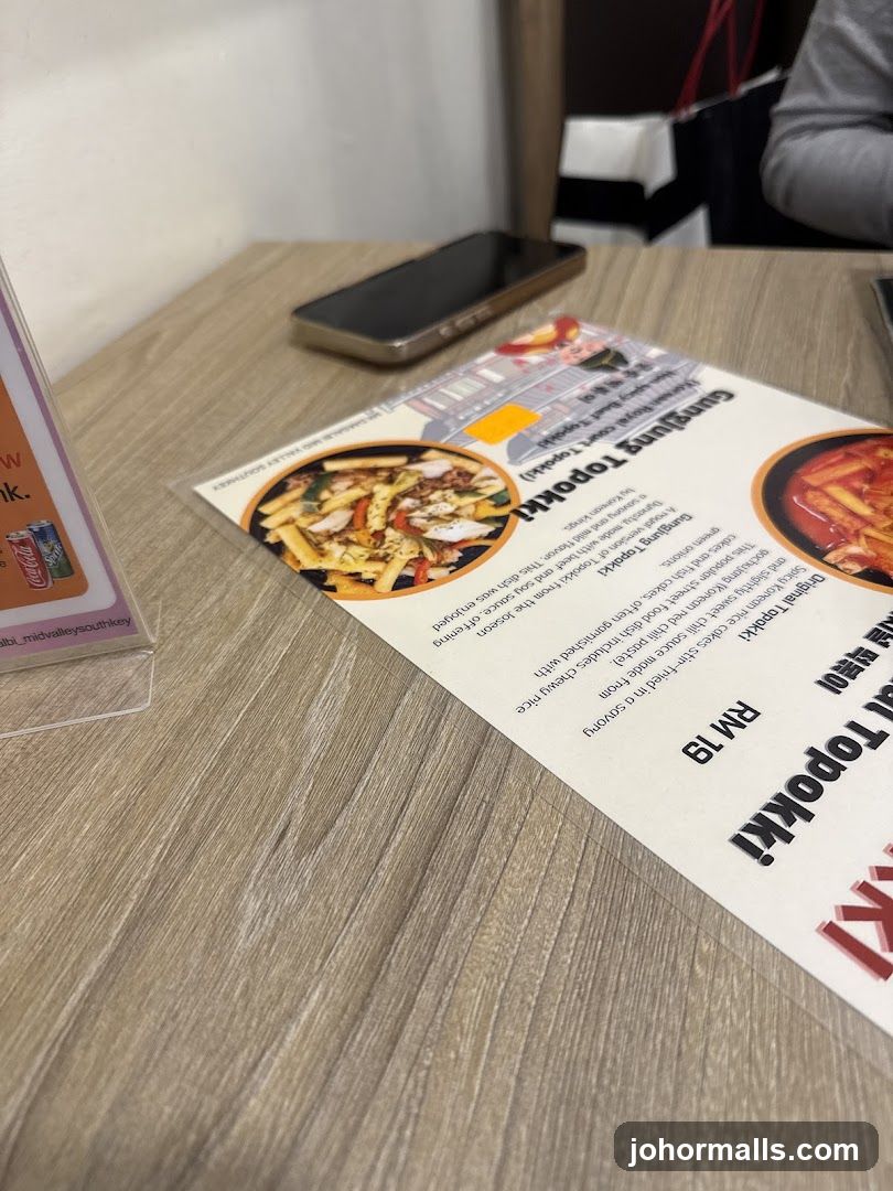 Topokki Menu