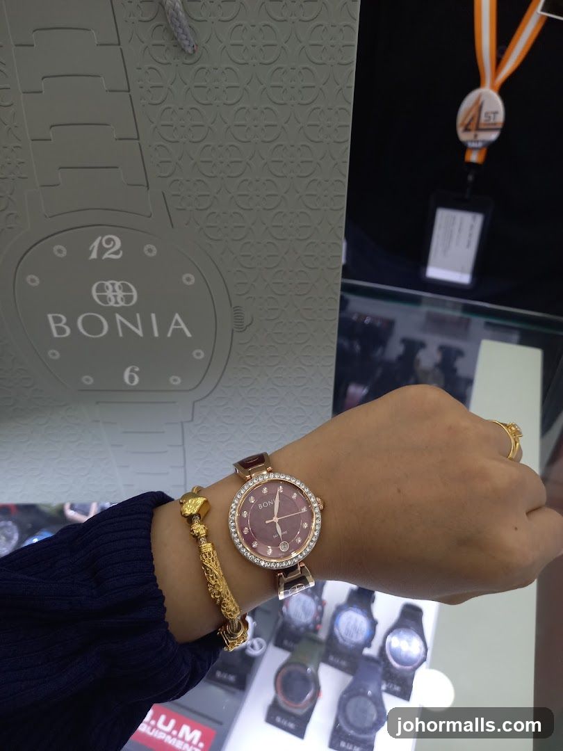 Woman wearing a Bonia watch and bracelet
