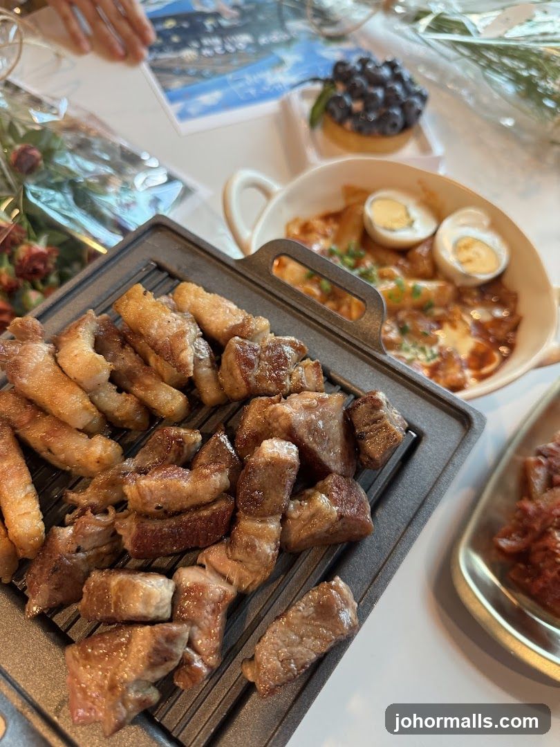 Grilled Pork Belly and Tteokbokki