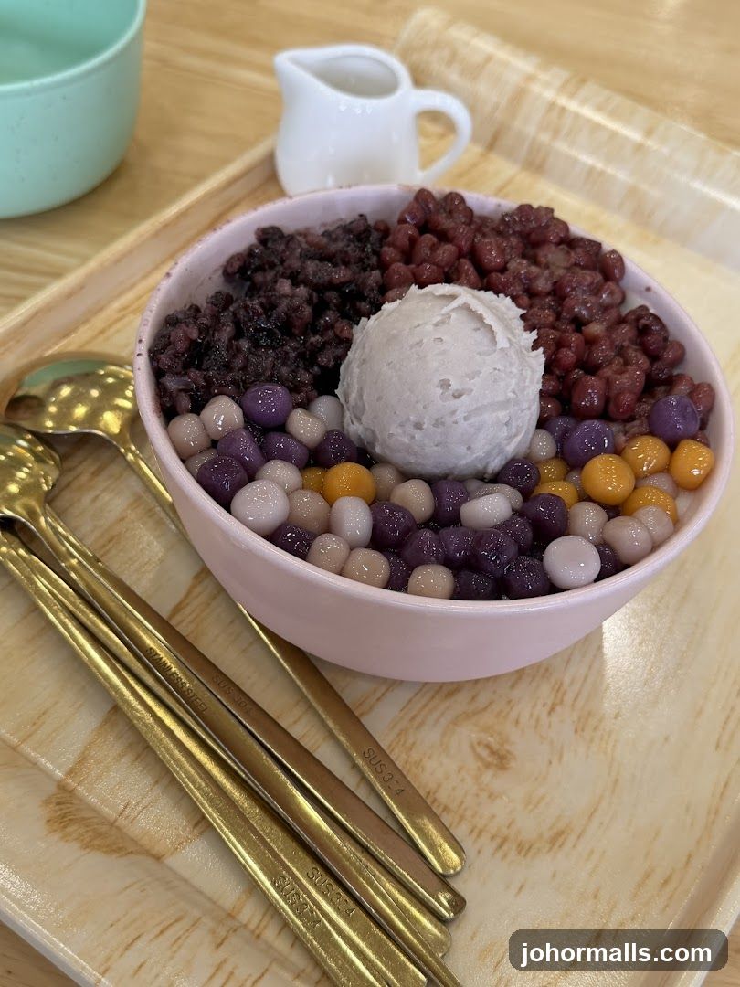 Dessert Bowl with Taro Ice Cream and Toppings