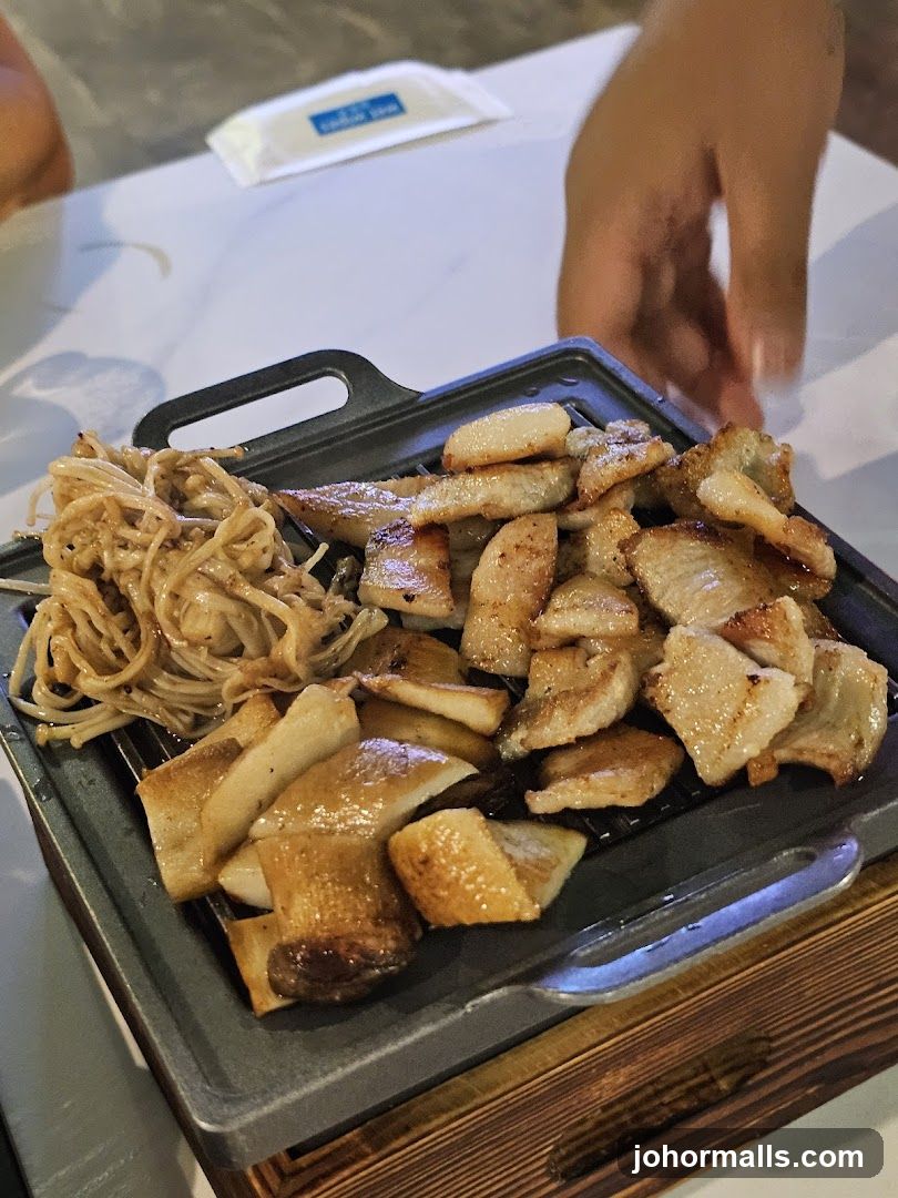 Grilled Pork Belly and Mushrooms