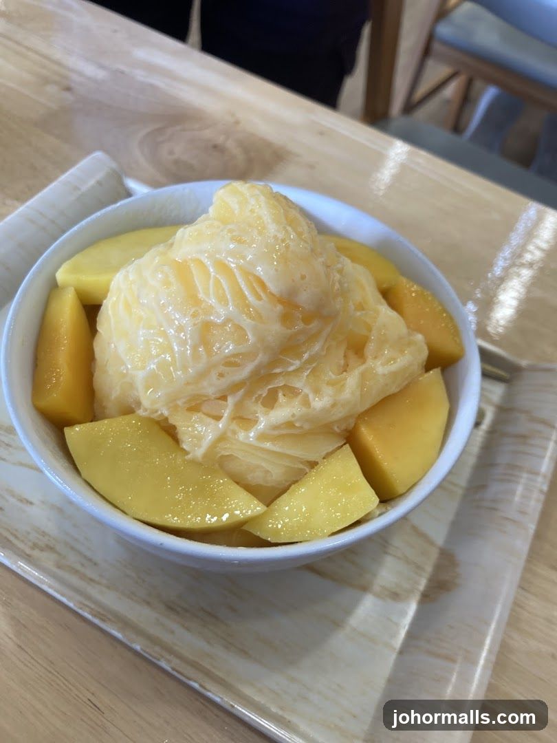 Mango shaved ice dessert