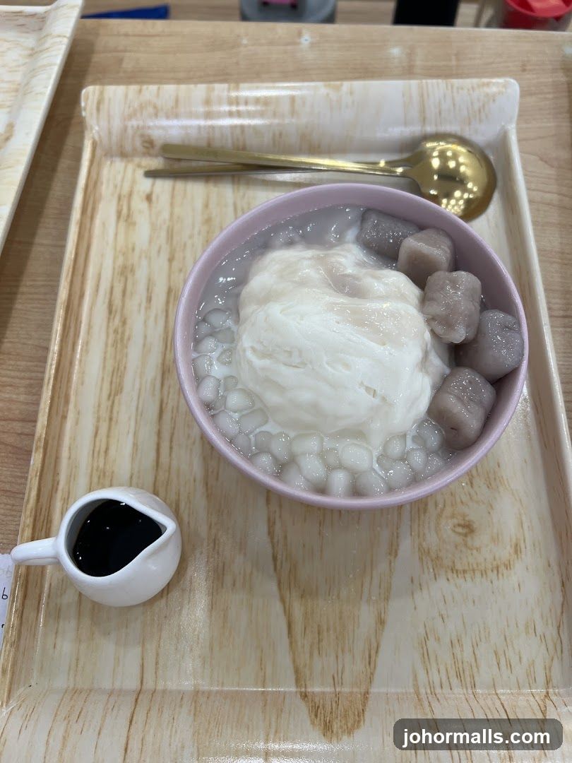 Dessert with Taro Balls and Boba