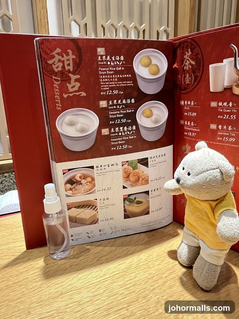 Desserts and Tea Menu