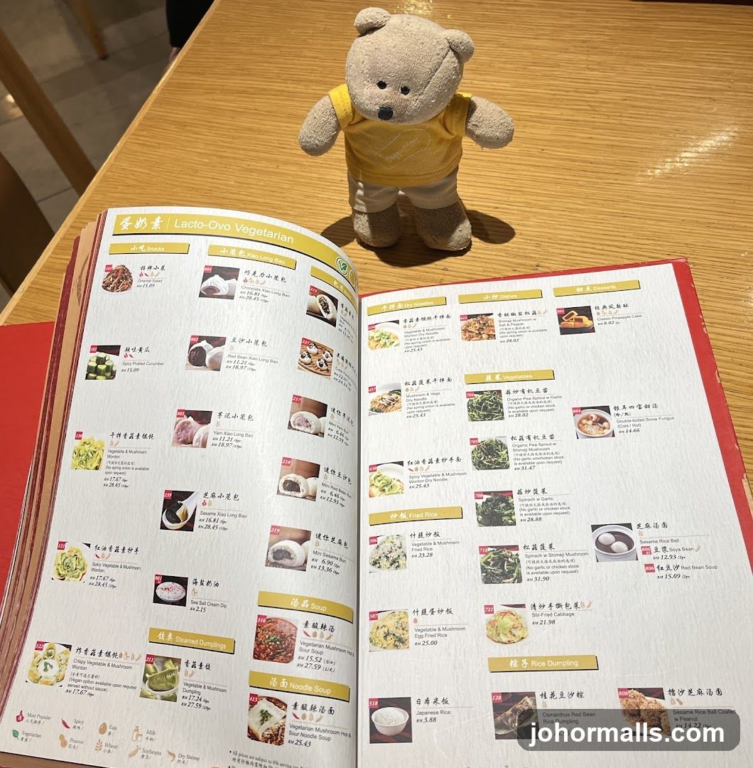 Lacto-Ovo Vegetarian Menu