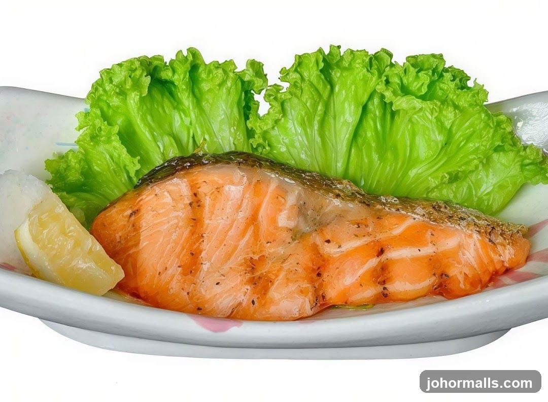 Grilled Salmon with Lettuce and Lemon