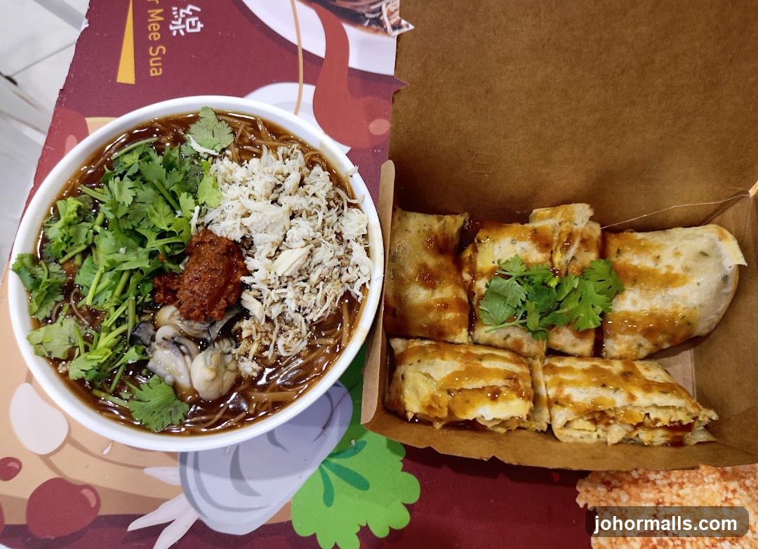 Oyster Mee Sua and Spring Rolls