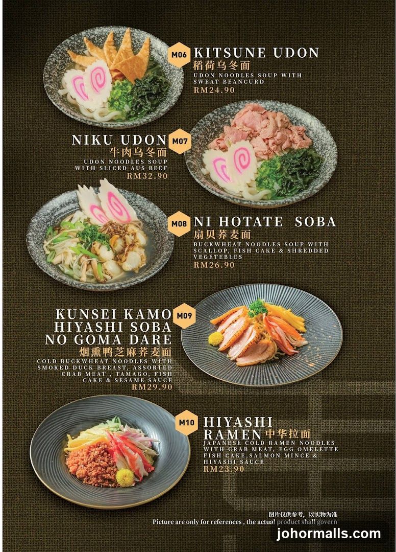 Japanese Noodles Menu