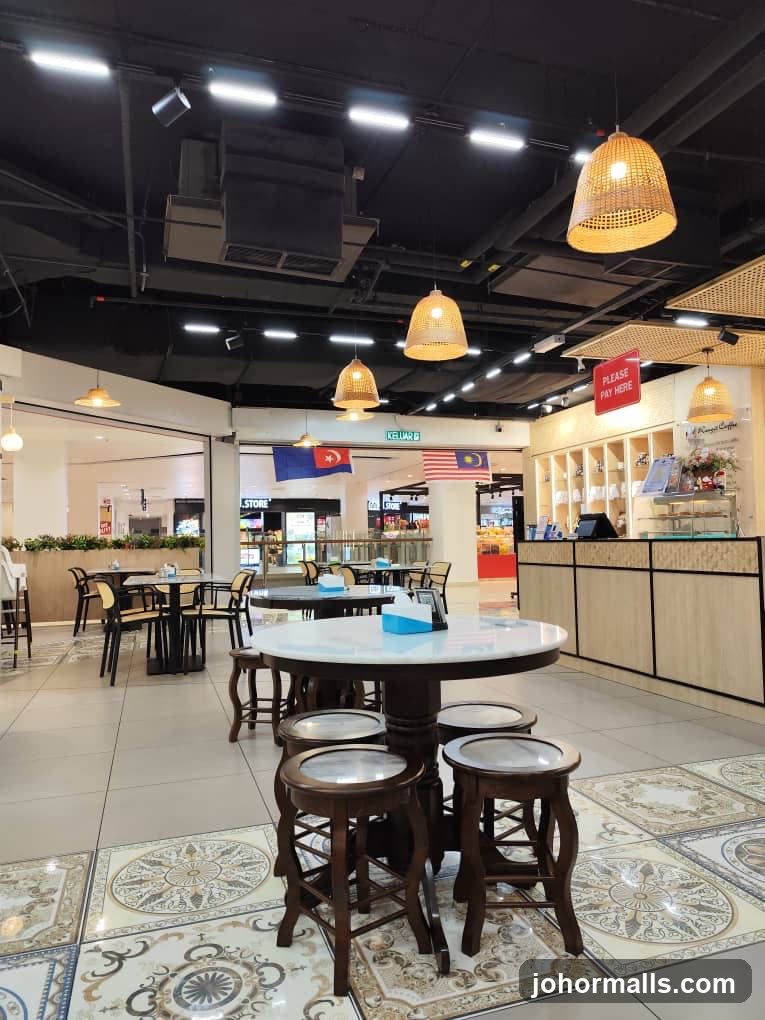 Cafe Interior with Seating and Counter