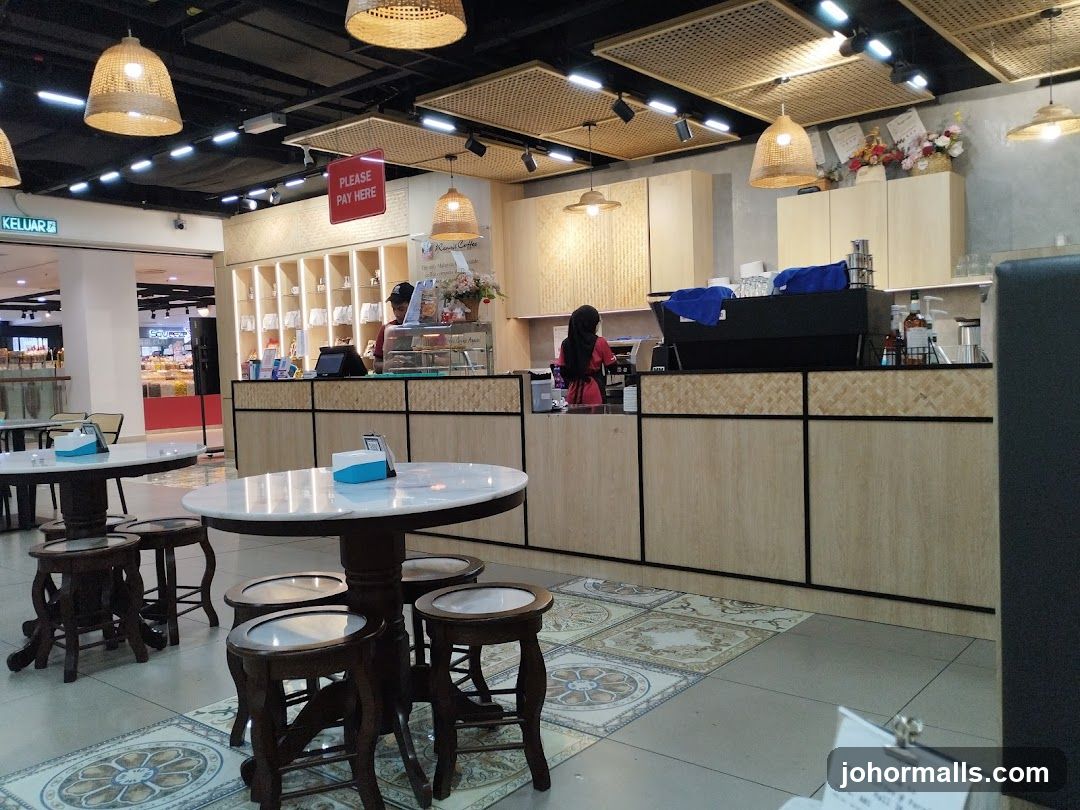 Cafe Interior with Seating and Counter