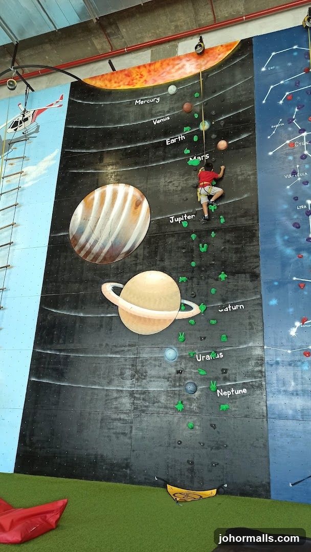 Climbing wall with solar system theme