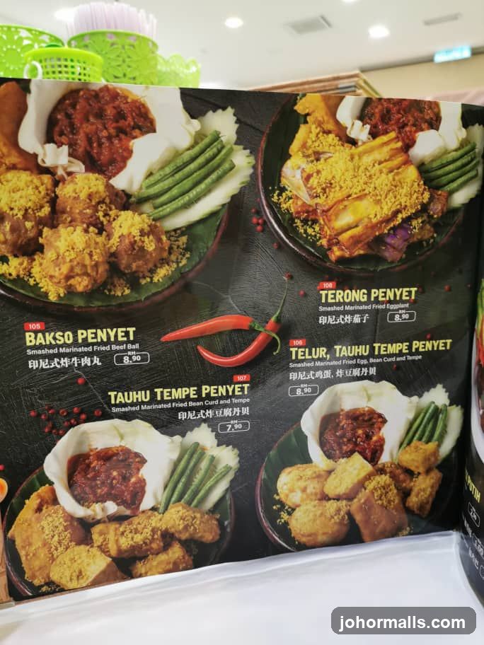 Menu with Indonesian Dishes