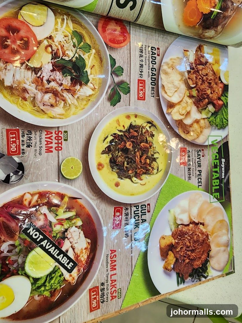 Menu with Indonesian Dishes