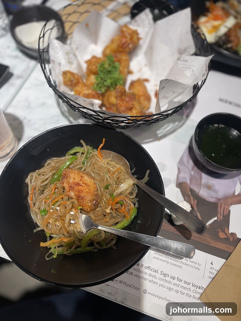 Korean Fried Chicken and Japchae