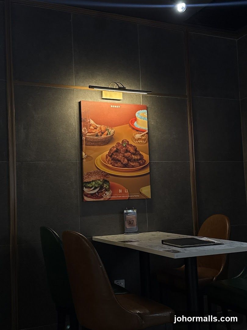 Restaurant Interior with Food Poster