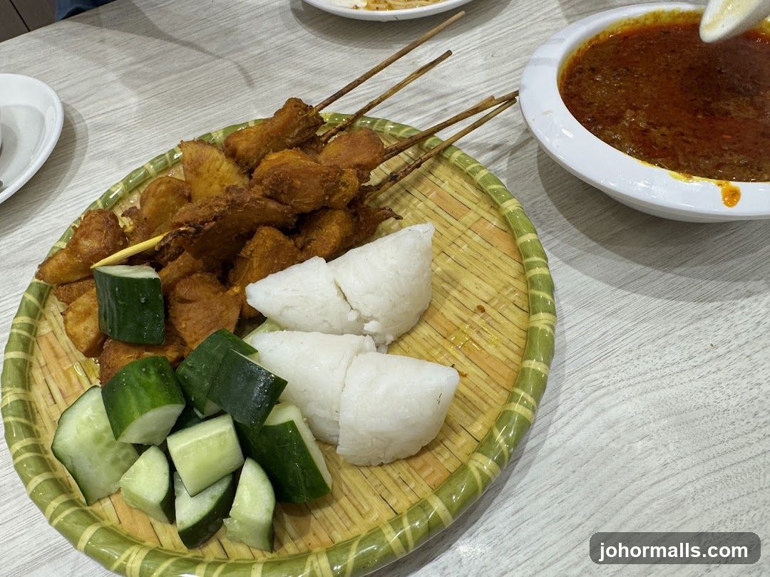 Satay with Rice Cakes and Peanut Sauce