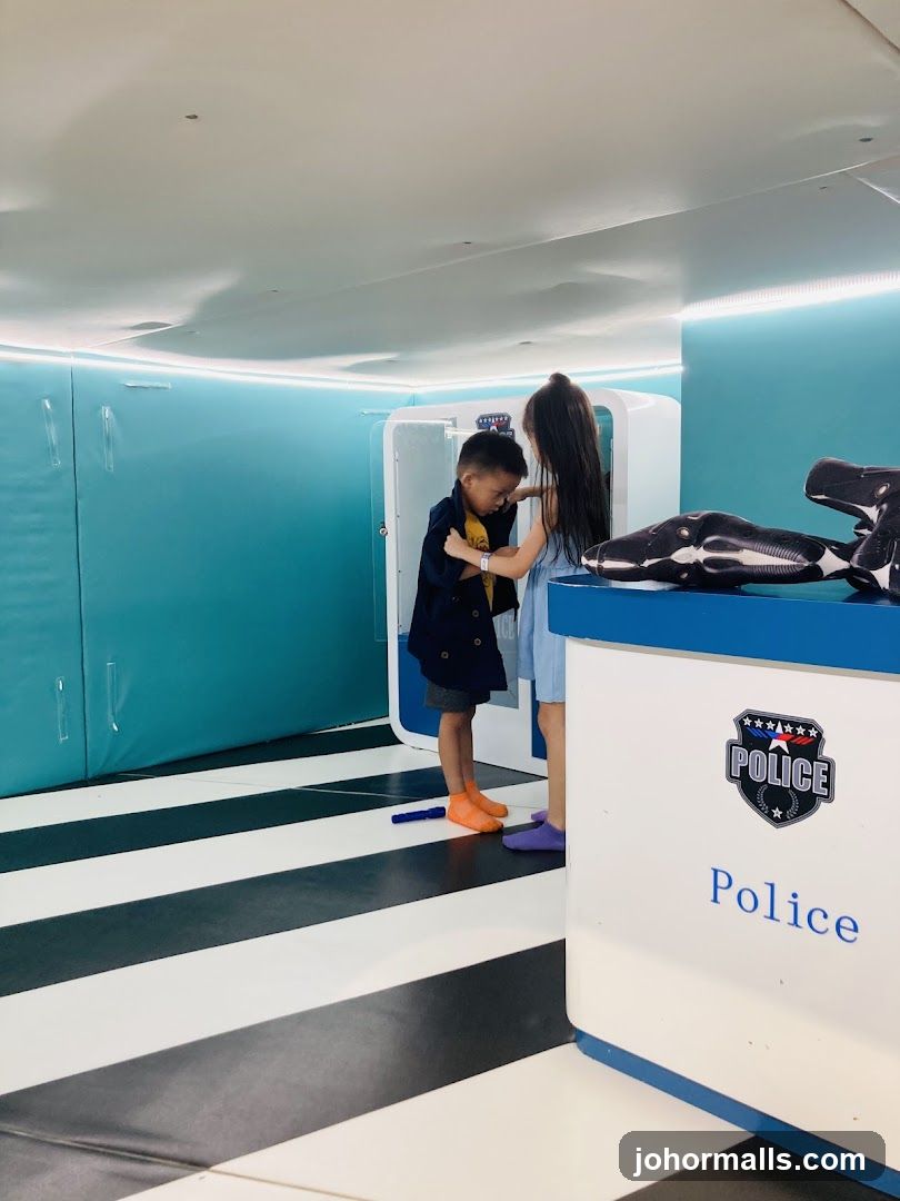 Children at a pretend police station