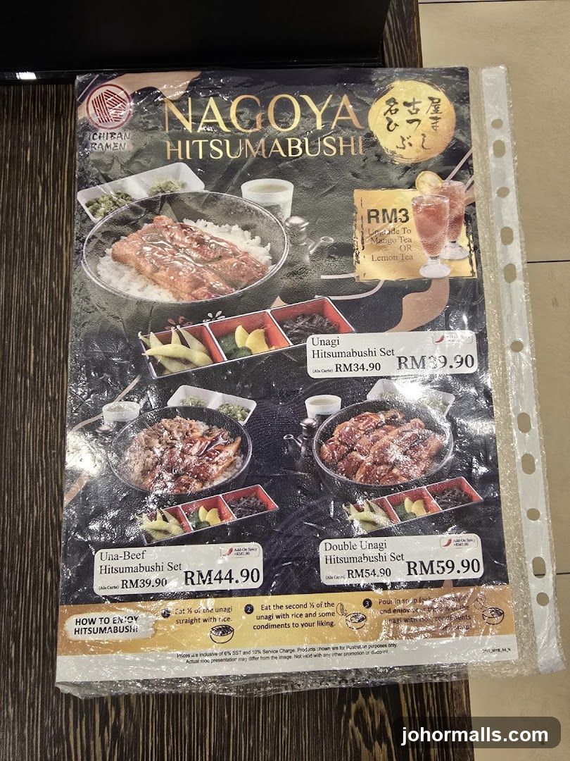 Nagoya Hitsumabushi Menu