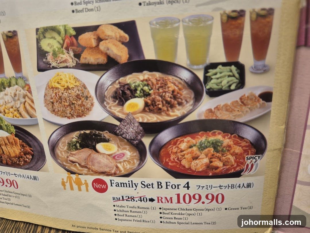 Family Set B For 4 Menu
