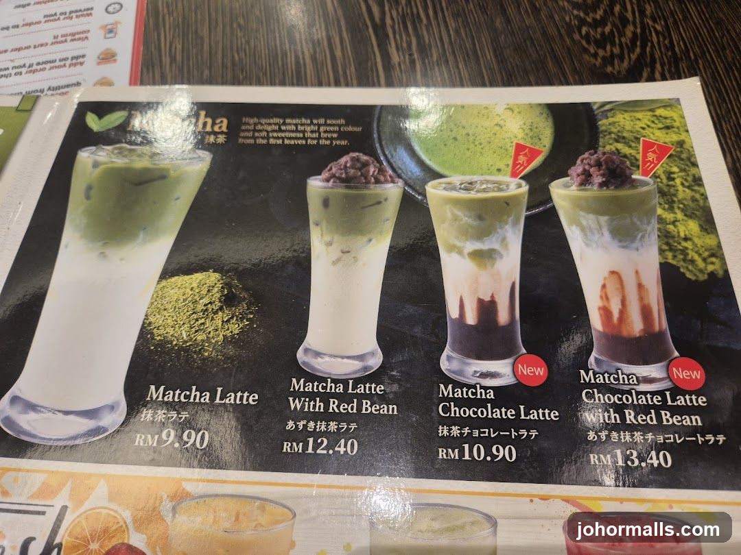 Matcha Drinks Menu