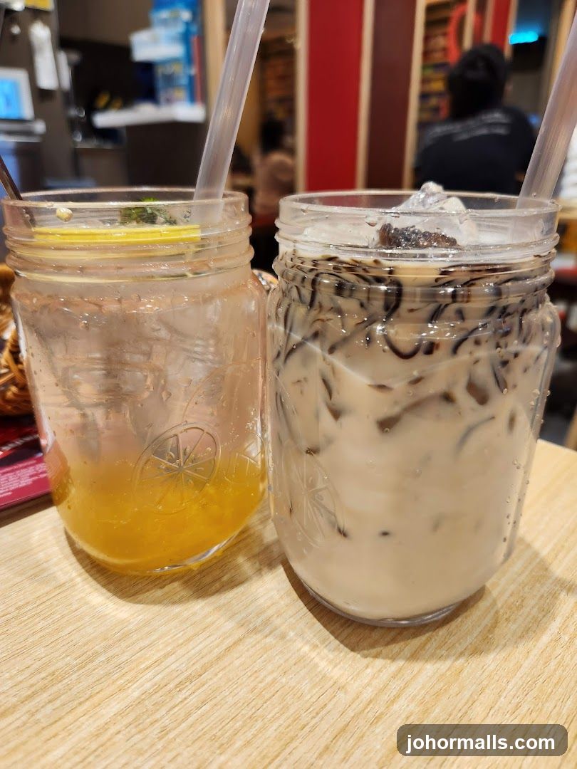 Two drinks on a table