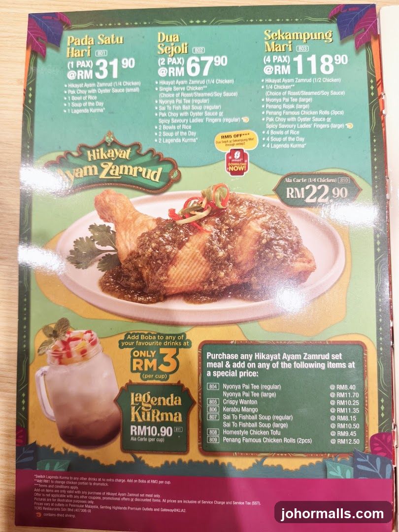 Hikayat Ayam Zamrud Menu