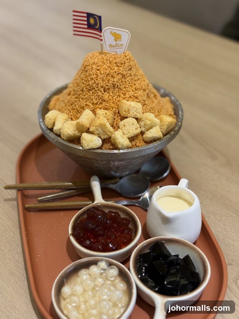 Bowl of shaved ice dessert with toppings