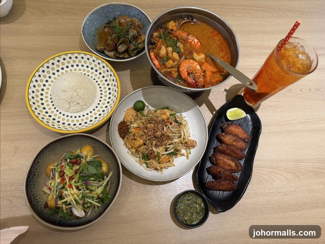 Table with Thai dishes