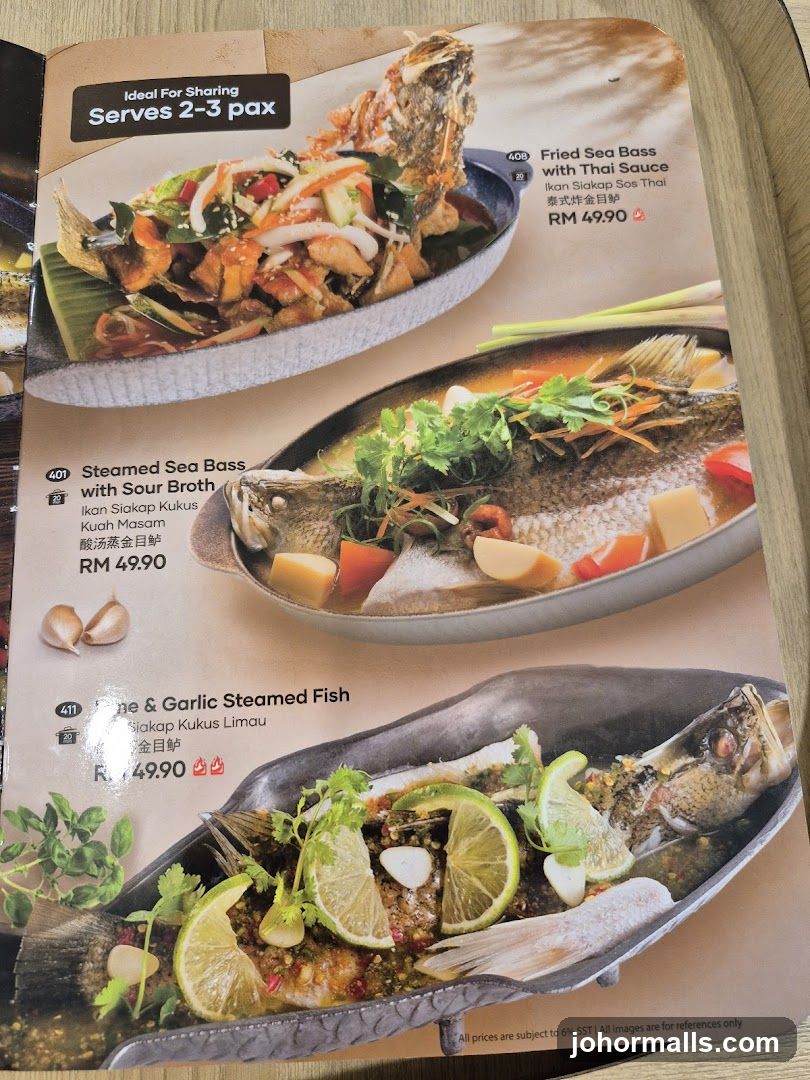 Sea Bass Dishes Menu Page