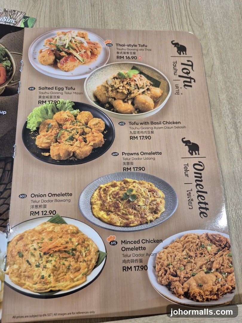 Tofu and Omelette Section