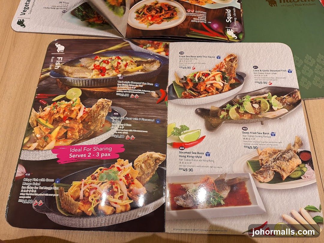 Fish Section of Thai Menu