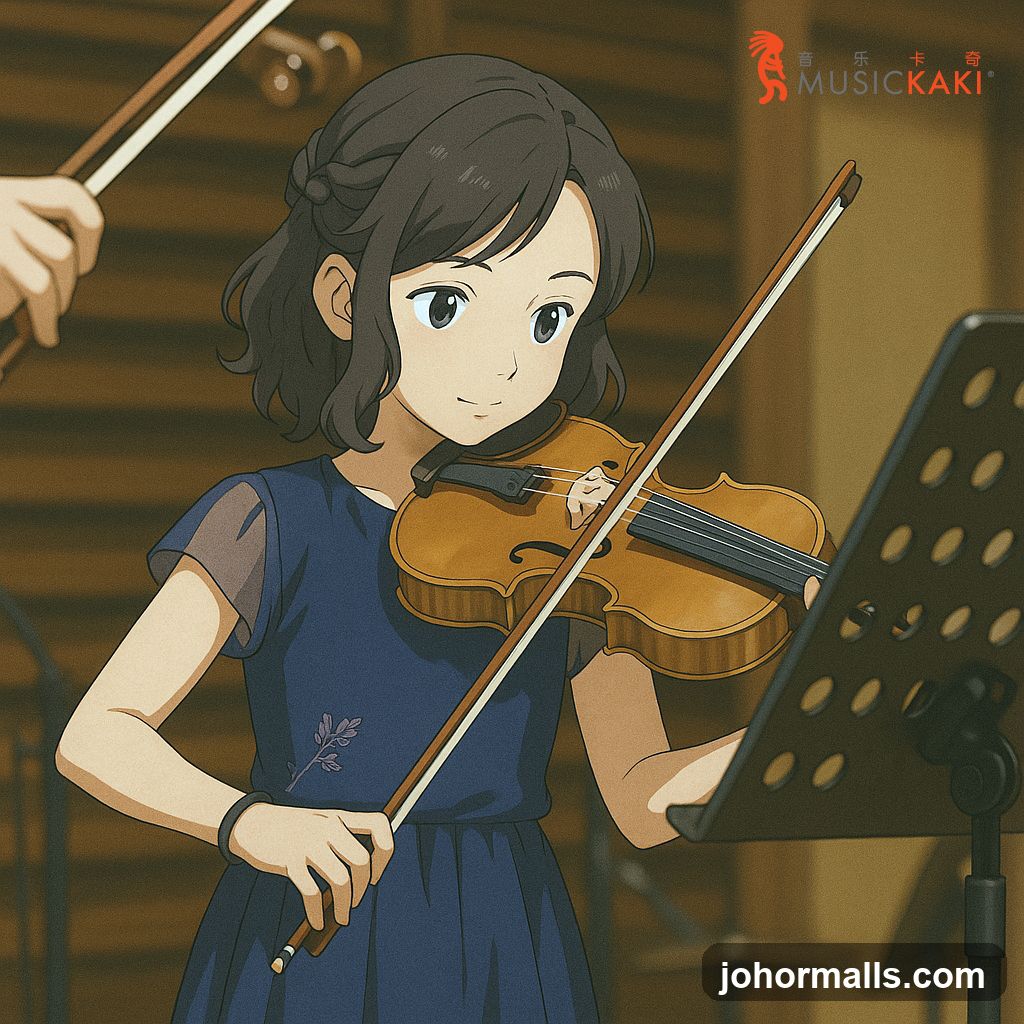 Illustration of a Young Girl Playing Violin