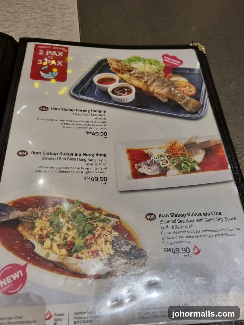 Sea Bass Dishes Menu