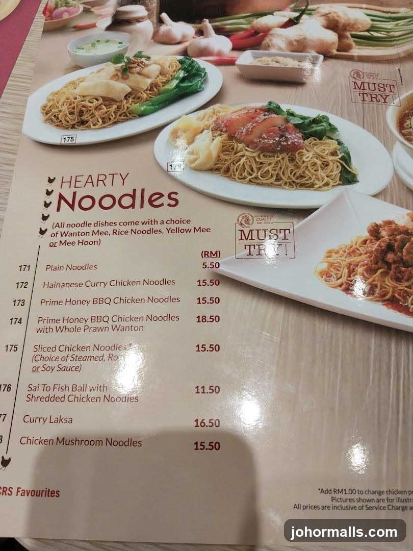 Hearty Noodles Menu