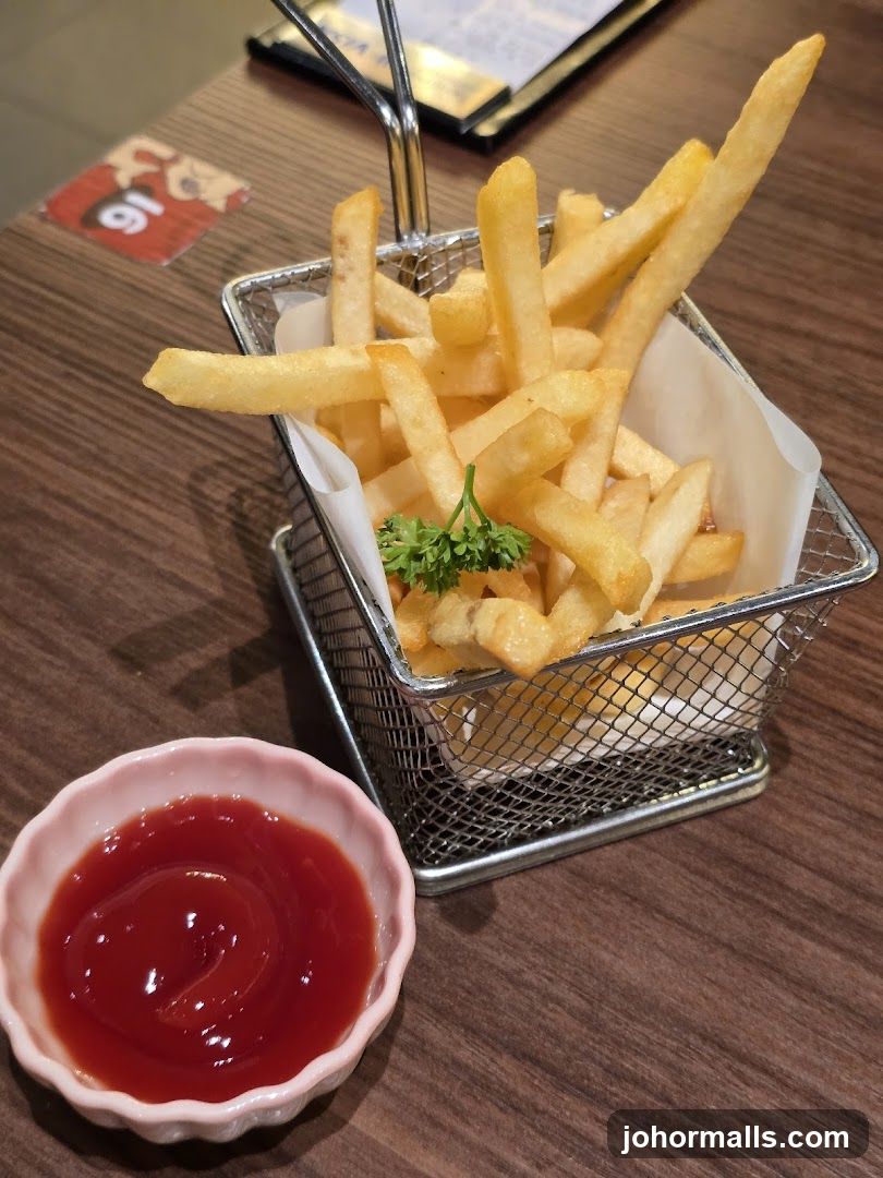 Fries and Ketchup on Table