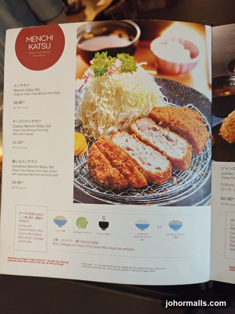 Menchi Katsu Menu Page
