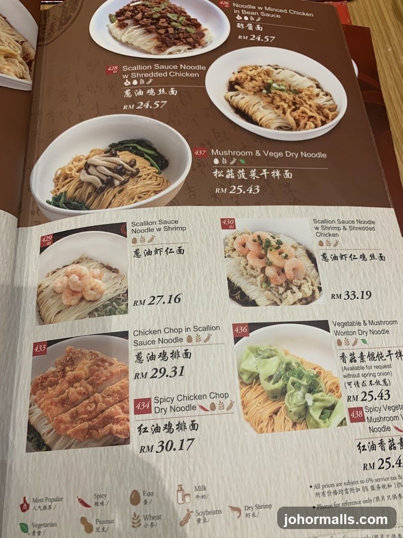 Noodle Menu