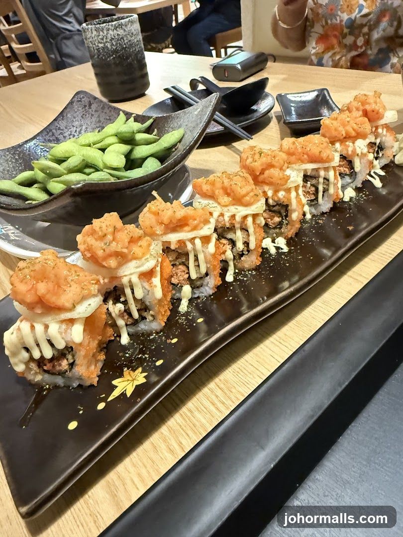 Sushi and Edamame at Restaurant