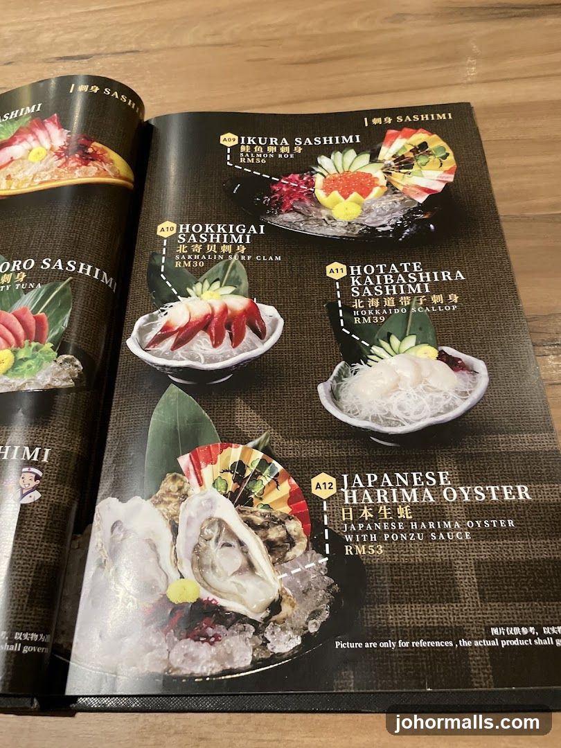 Sashimi Menu Section