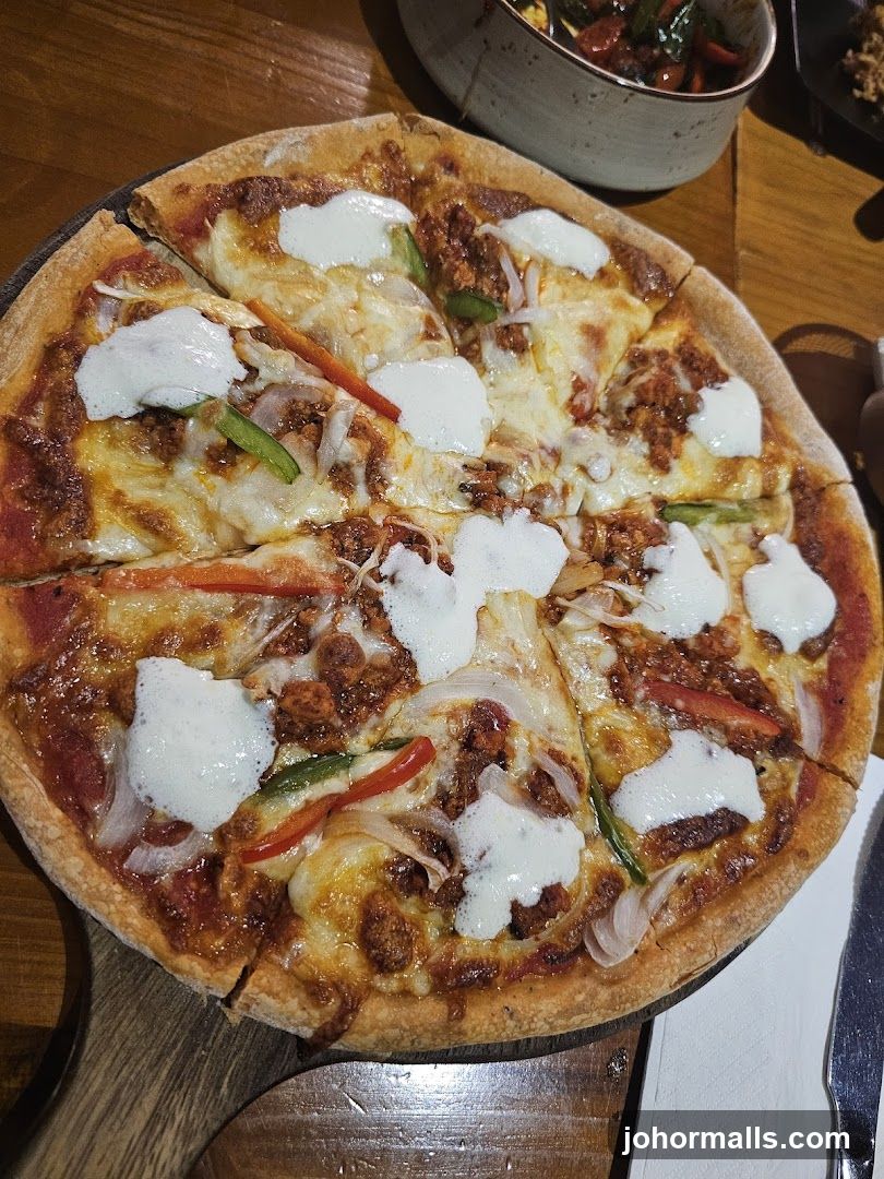 Pizza on wooden table