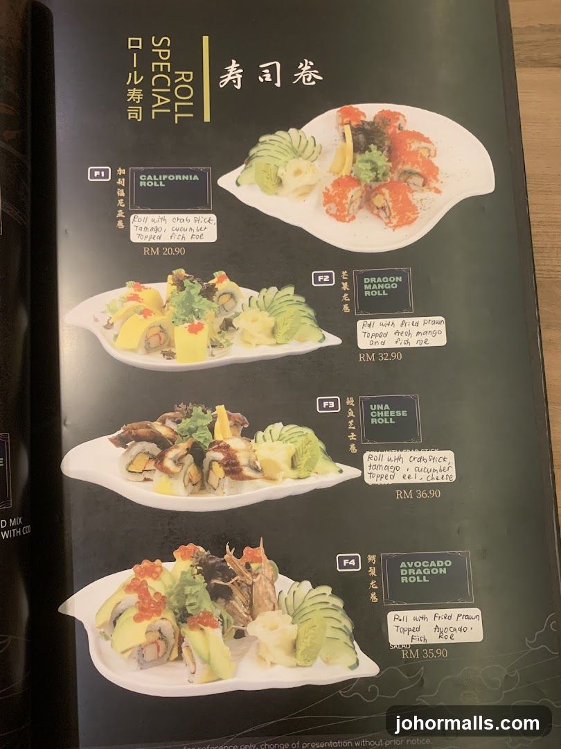 Sushi Rolls Menu