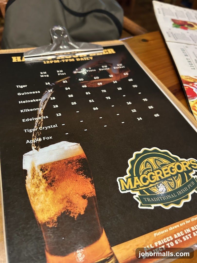 MacGregor's Traditional Irish Pub Menu