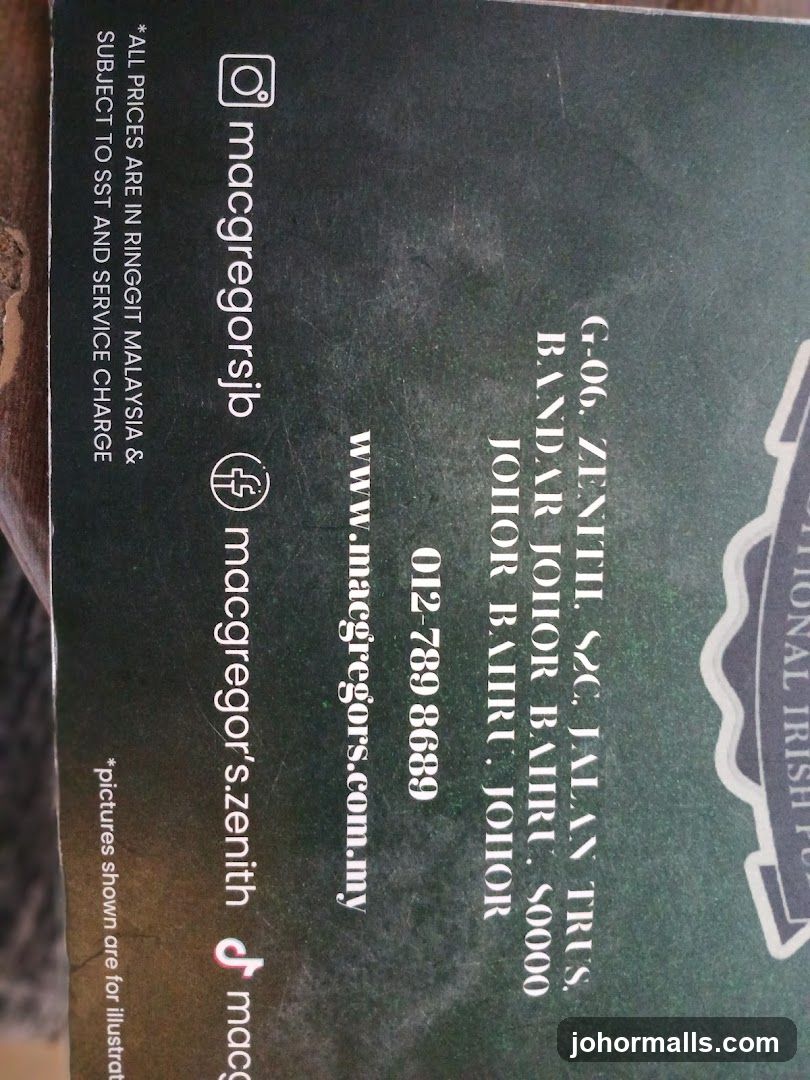 MacGregor's Zenith Menu Information